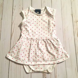 Pink Hearts White Onesie Bodysuit Dress Baby Girl